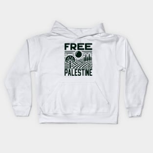 Landscape of Unity: Free Palestine Kids Hoodie